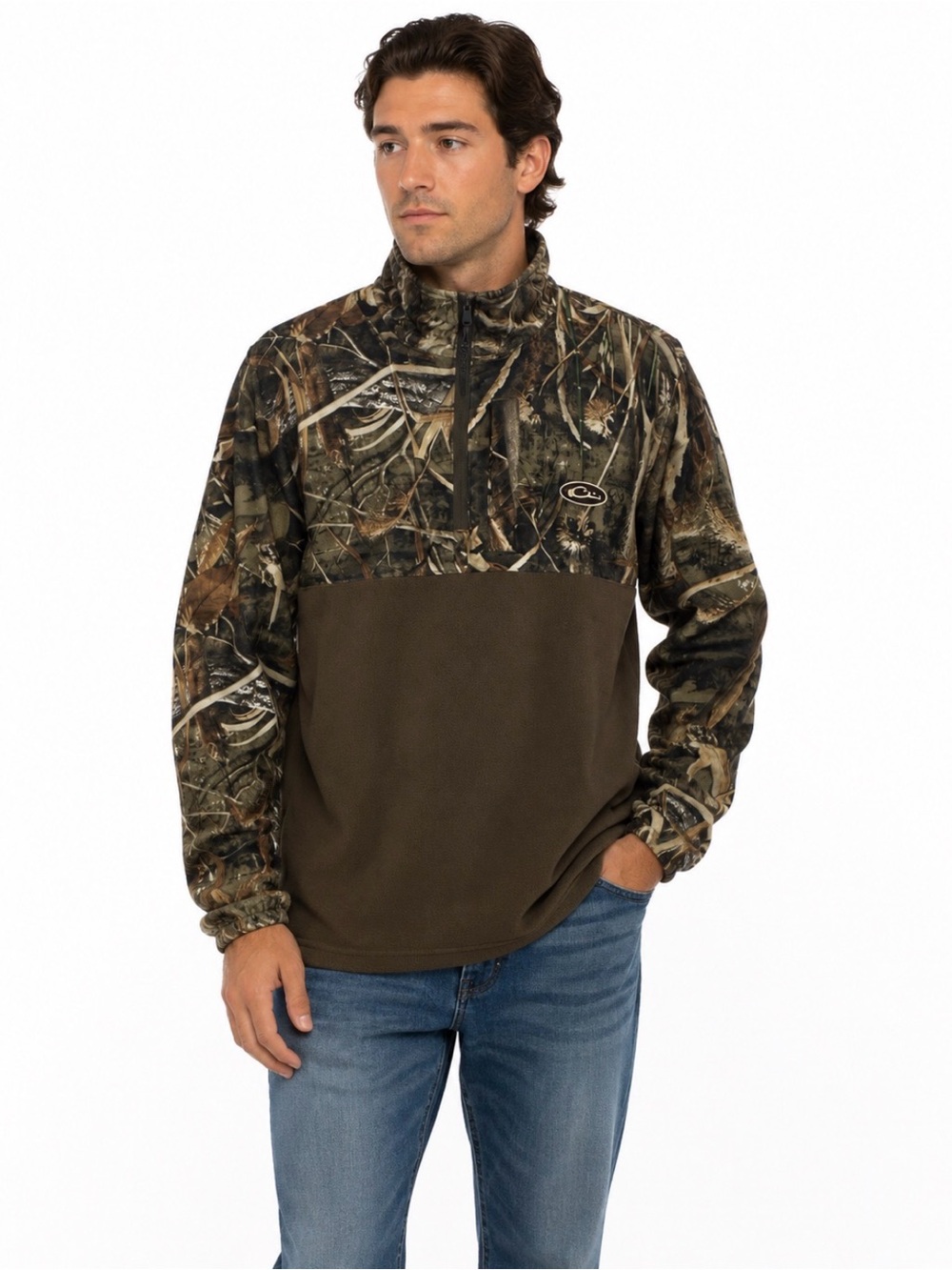 Drake Waterfowl MST Guardian Flex Fleece 1/4 Zip Pullover Camo Hunting Size M